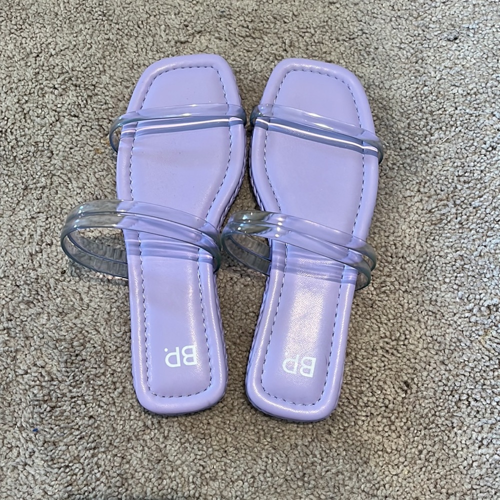 New! BP. Viola Braided Lavender Flat Slide Sandal Size 7 Purple Clear Strap